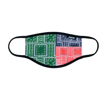 Hype Adult Multi Bandana Squares Face Mask Multi Color Green Blue Red Grøn Blå Rød Camo SAFE0149