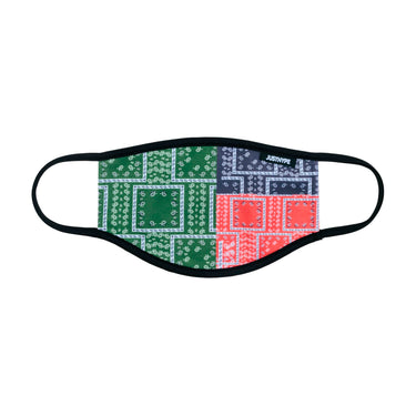 Hype Adult Multi Bandana Squares Face Mask Multi Color Green Blue Red Grøn Blå Rød Camo SAFE0149