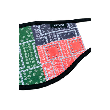 Hype Adult Multi Bandana Squares Face Mask Multi Color Green Blue Red Grøn Blå Rød Camo SAFE0149