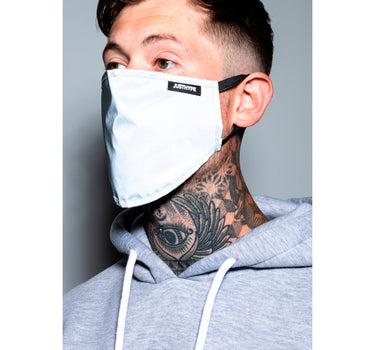 Hype Adult Reflective Face Mask White Grey Hvid Grå Reflective SAFE0194