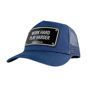 John Hatter Work Hard Play Harder Trucker Snapback Navy Blå 1-1073-U00