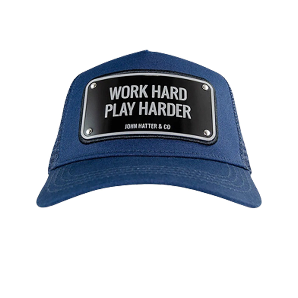 John Hatter Work Hard Play Harder Trucker Snapback Navy Blå 1-1073-U00