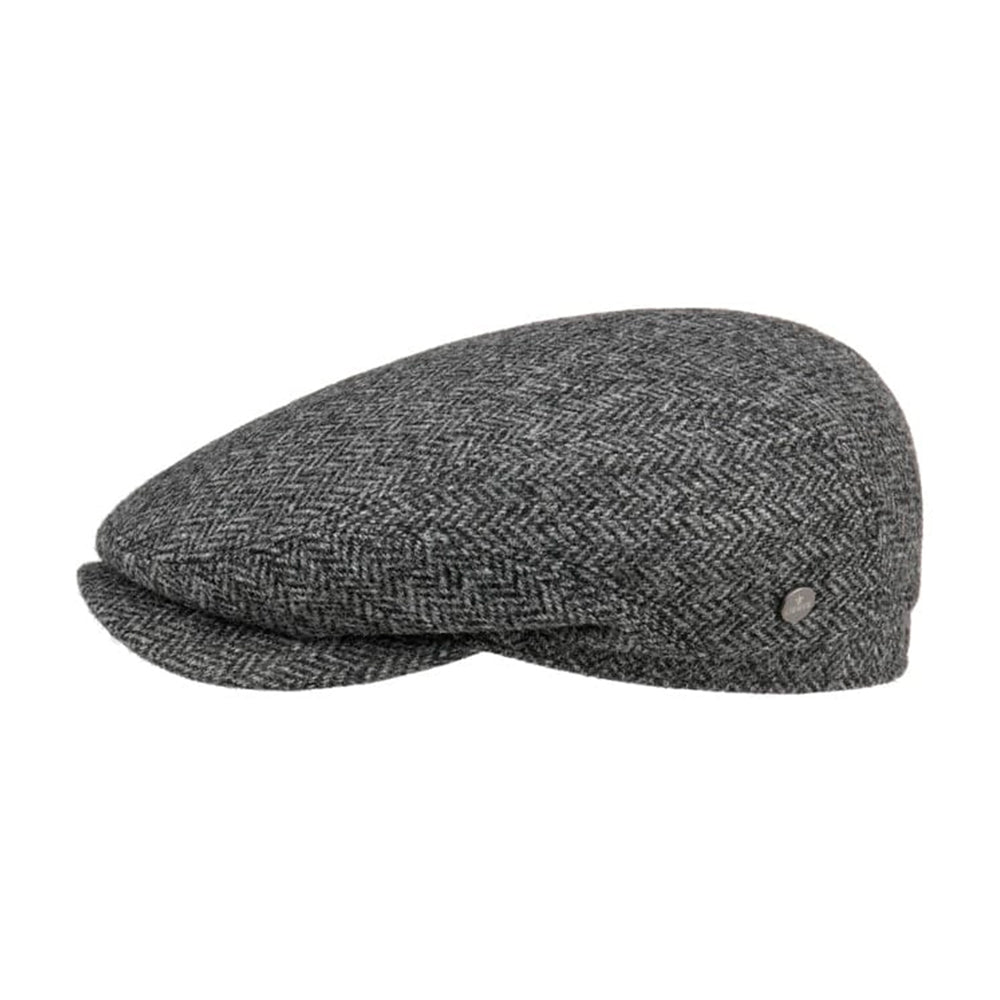 Lierys Crimson Wool Herringbone Sixpence Flat Cap Grey Grå 6380504-331