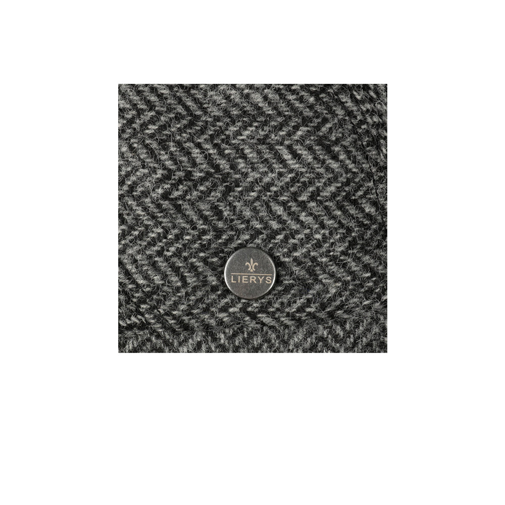Lierys Crimson Wool Herringbone Sixpence Flat Cap Grey Grå 6380504-331