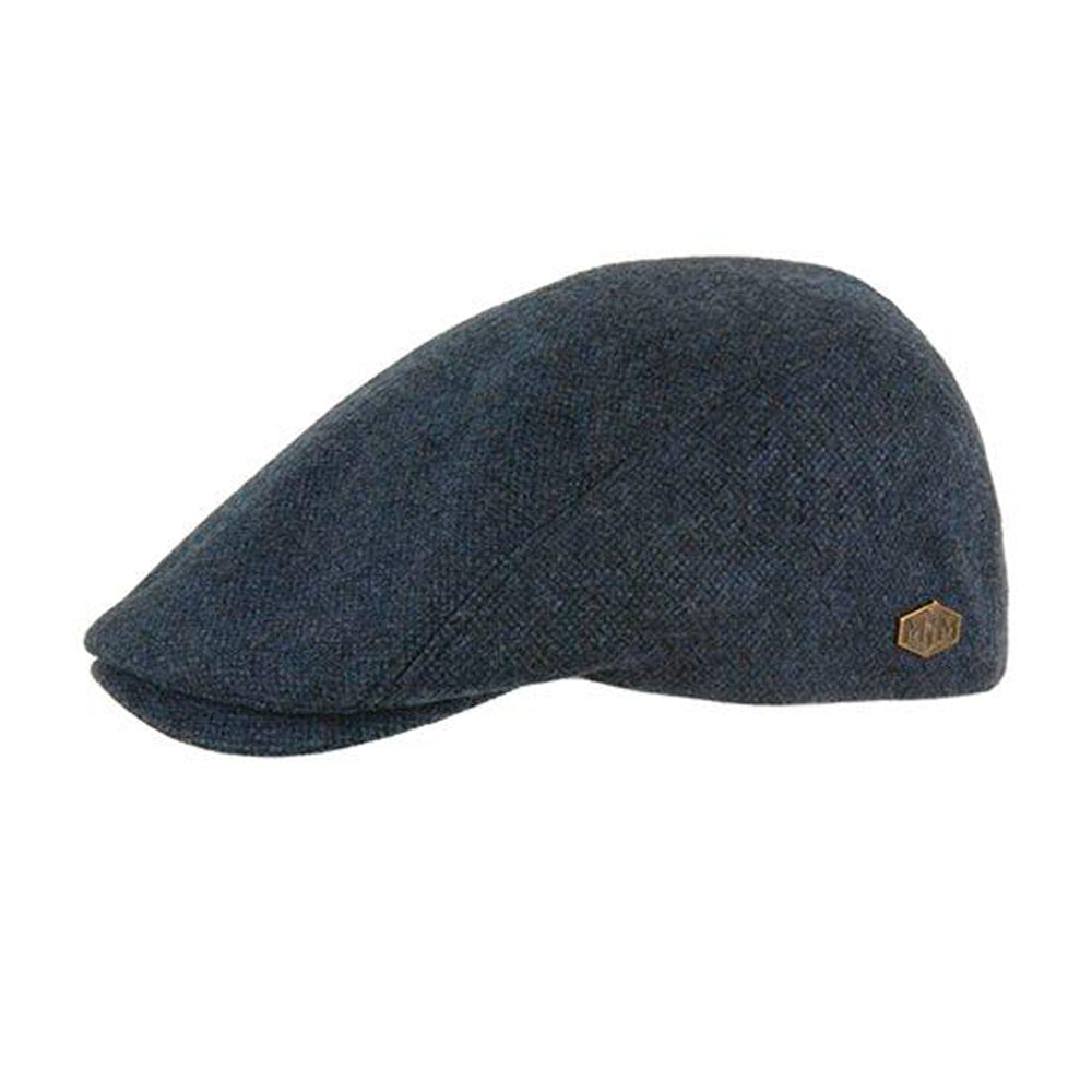 MJM Hats Daffy 3 Sixpence Flat Cap Blue Blå