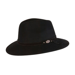 MJM Hats Levi WR Crush Fedora Traveller Hat Black Sort 01I91389100