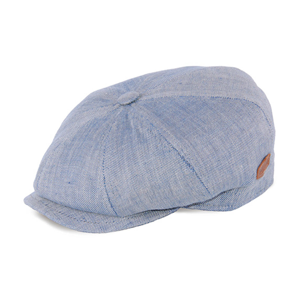 MJM Hats Montreal Organic Linen Sixpence Flat Cap Blue 01B51570C28