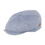 MJM Hats Montreal Organic Linen Sixpence Flat Cap Blue 01B51570C28