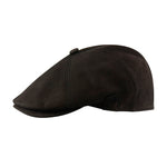 MJM Hats Rebel Nappa Wax Sixpence Flat Cap Black Sort 01696043100