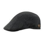 MJM Hats Maddy EL Earlaps Wool Mix Sixpence Flat Cap Black Sort 1735011100