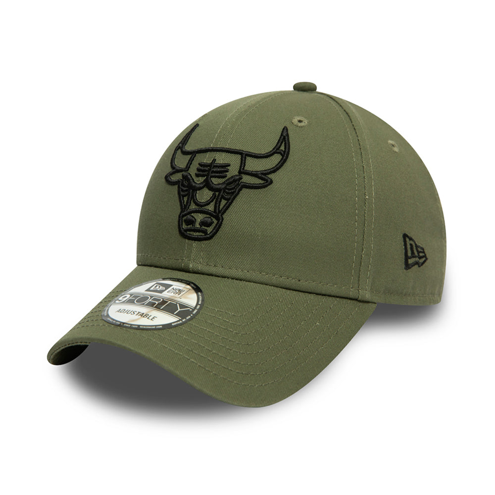 New Era NBA Chicago Bulls 9Forty Essential Outline Adjustable Justerbar Olive Black Grøn Sort 12292585