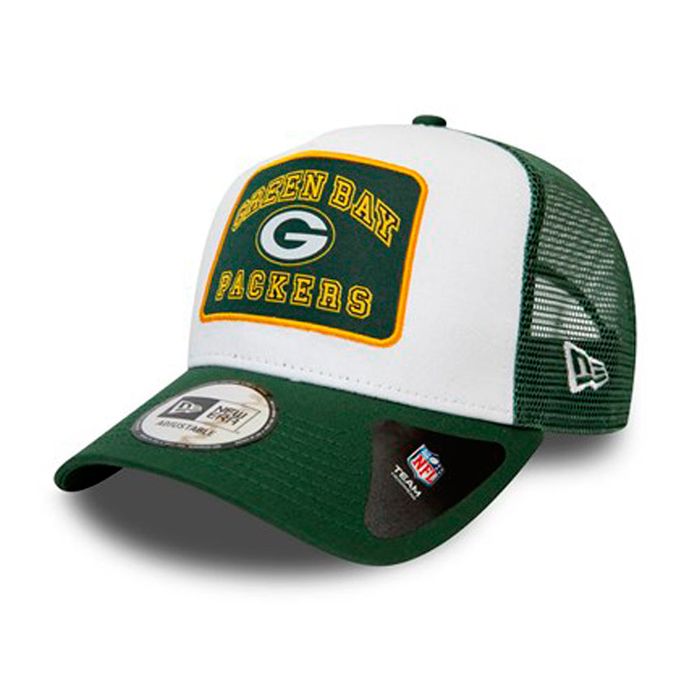 New Era Green Bay Packers Graphic Patch A Frame 9Forty Trucker Snapback Green White Grøn Hvid 12490272