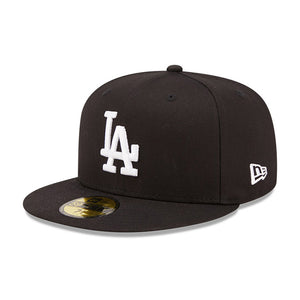 New Era MLB LA Dodgers 59Fifty Side Patch Fitted Black White Sort Hvid 60284951