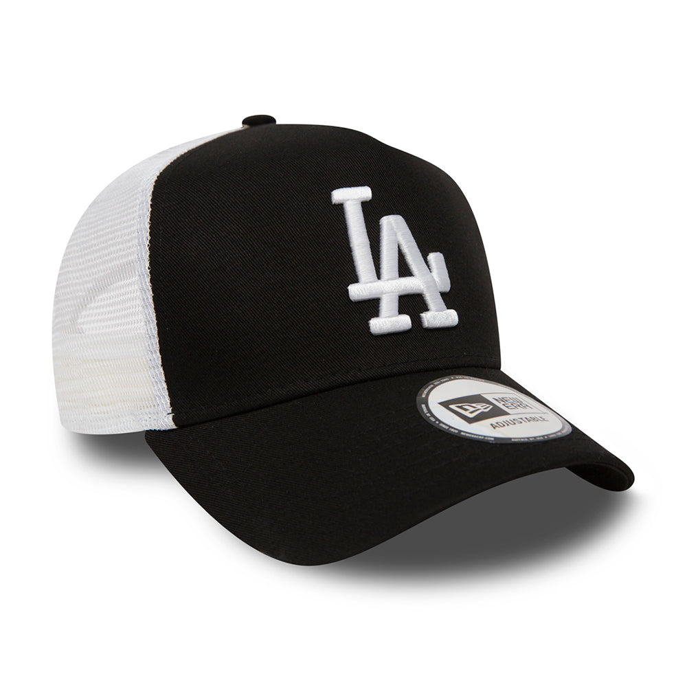 New Era MLB Los Angeles  LA Dodgers Clean A Frame Trucker Snapback Black White Sort Hvid 11405498