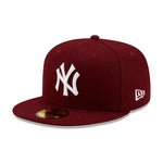 New Era MLB New York NY Yankees 59Fifty Melton Fitted Maroon White Rød Hvid 60184653