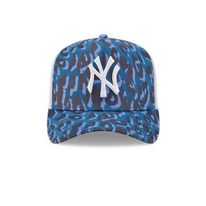 New Era MLB New York NY Yankees A Frame Trucker Snapback Leopard Print Blue Blå 60222391