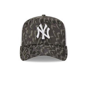 New Era MLB New York NY Yankees A Frame Trucker Snapback Leopard Print Grey Camouflage Grå 60222318 