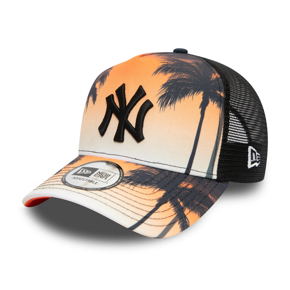 New Era MLB New York NY Yankees Summer City A Frame Trucker Snapback Black Orange Sort 60137584