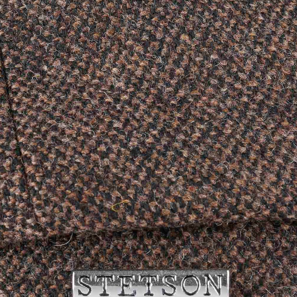 Stetson Hatteras Wool Mix Sixpence Flat Cap Brown Brun