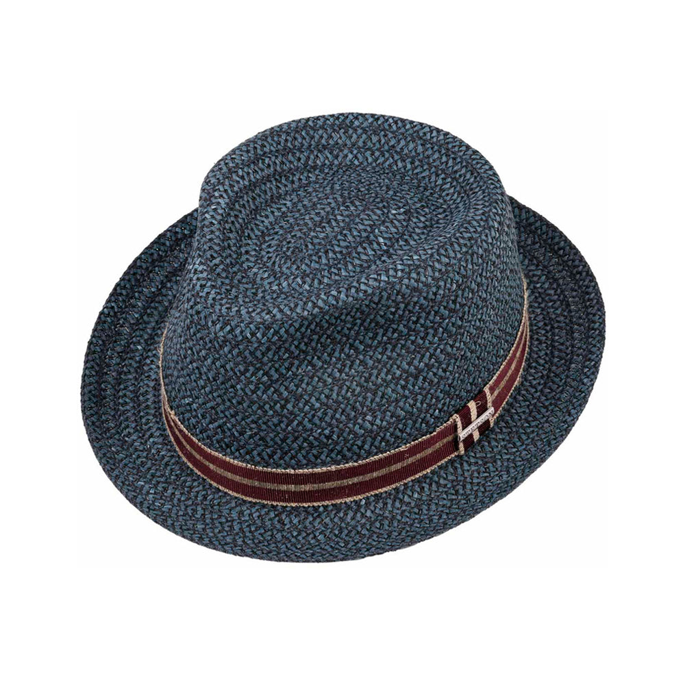 Stetson Fritch Fedora Straw Hat Navy Blå