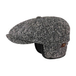 Stetson Hatteras Donegal Earflaps Sixpence Flat Cap Black Sort 6840606-433