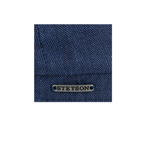 Stetson Hatteras Fine Herringbone Sixpence Flat Cap Denim Blue Blå 6841504-323