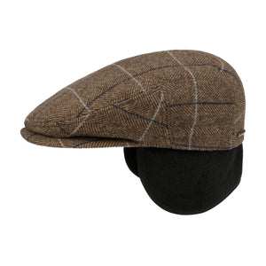 Stetson Kent Wool Ivy Cap With Earflaps Sixpence Flat Cap Beige Brown Brun 6210505-376 