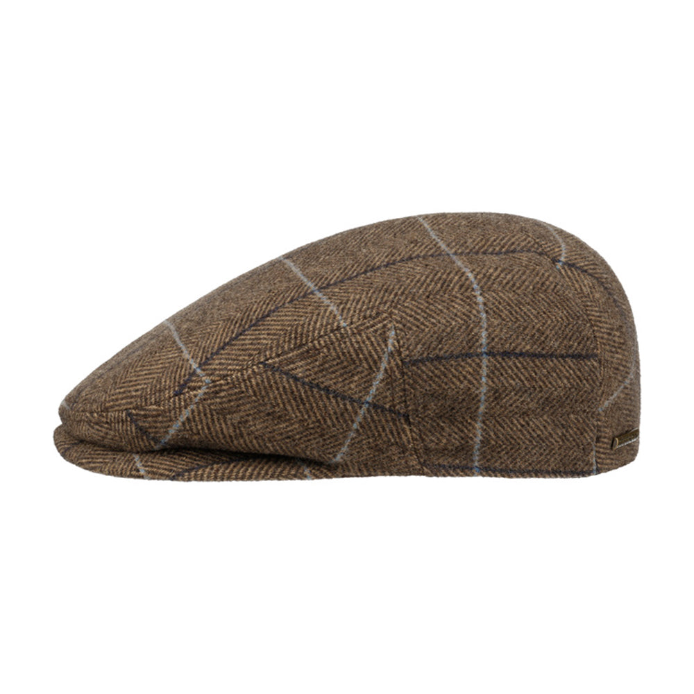 Stetson Kent Wool Ivy Cap With Earflaps Sixpence Flat Cap Beige Brown Brun 6210505-376 