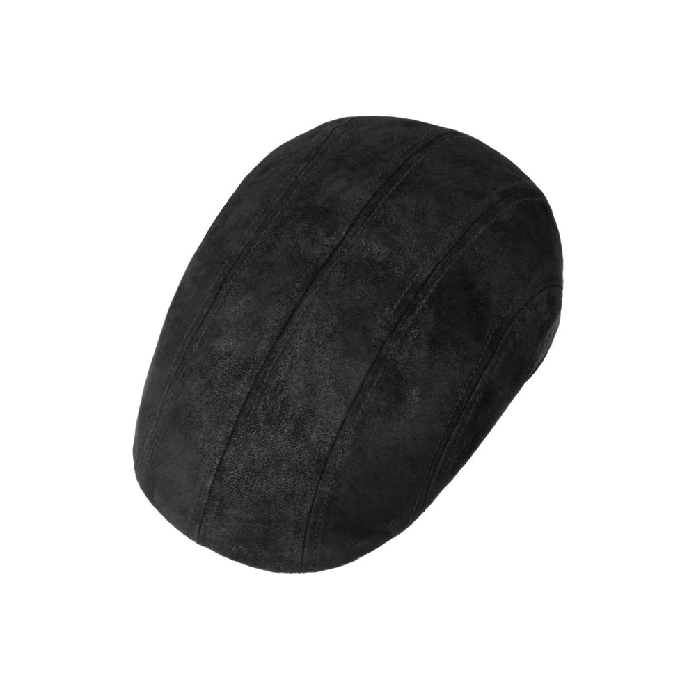 Stetson Madison Leather Sixpence Flat Cap Black Sort 6127102-1 
