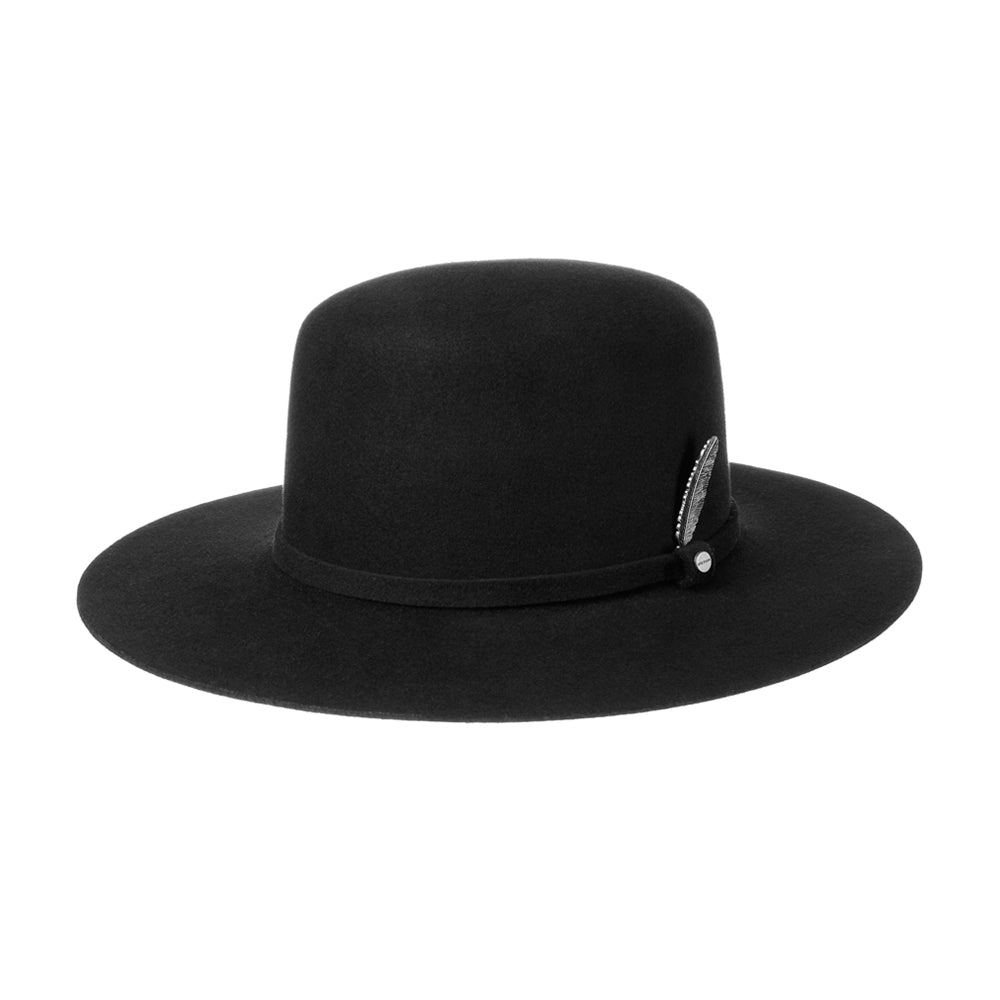 Stetson Open Crown Wool Hat Fedora Black Sort 3598108-1