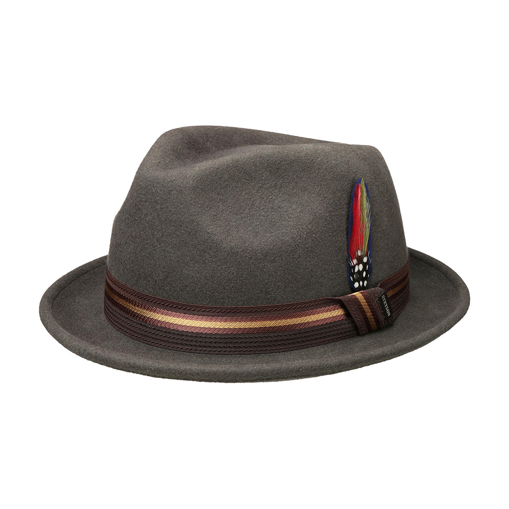 Stetson Player Woolfelt Felt Hat Fedora Grey Grå