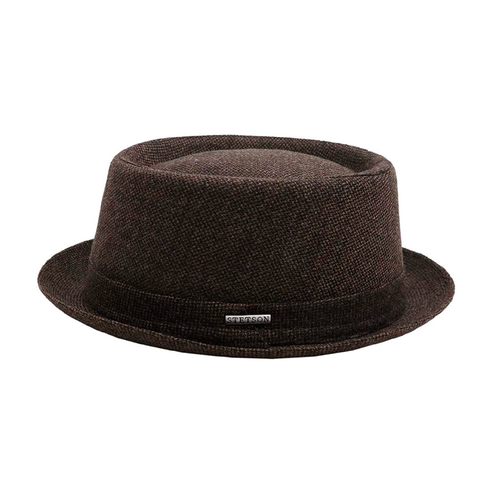 Stetson Pork Pie Wool Fedora Hat Brown Brun