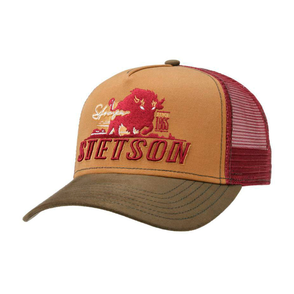 Stetson Stronger Bison Trucker Snapback Beige Bordeaux Olive Maroon Rød Grøn 7751176-65