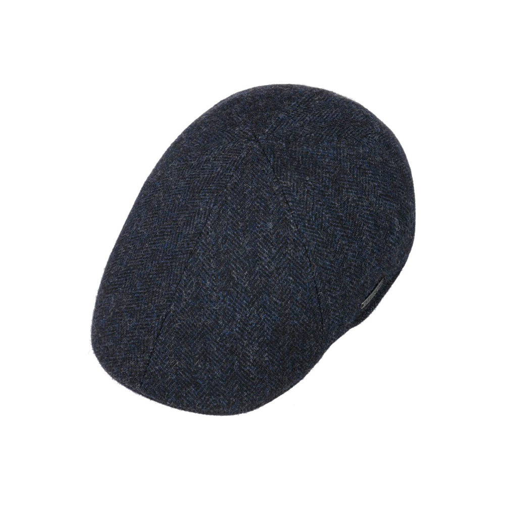 Stetson Texas Wool Herringbone Sixpence Flat Cap Black Blue Sort Blå 6610501-321