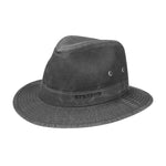 Stetson Traveller Hat Delave Organic Cotton Fedora Black Sort