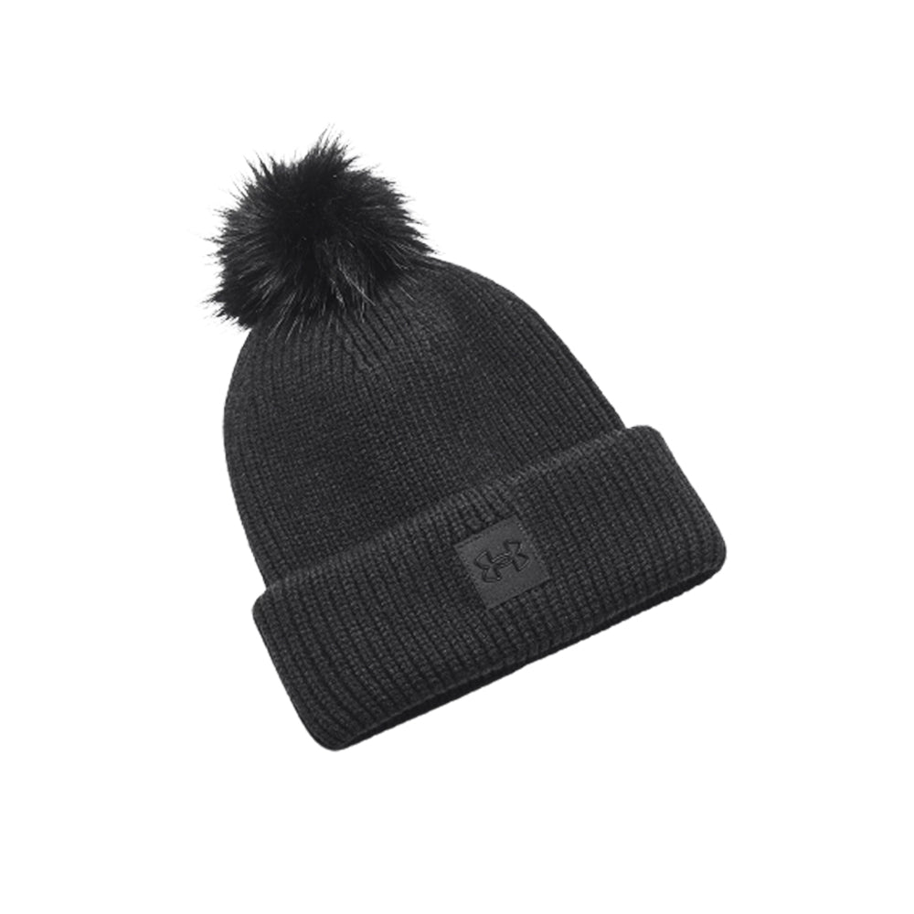 Under Armour Women's ColdGear® Infrared Halftime Ribbed Pom Beanie Black Sort 1373098-001
